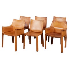 Retro Set of Six Mario Bellini Cab Chairs for Cassina