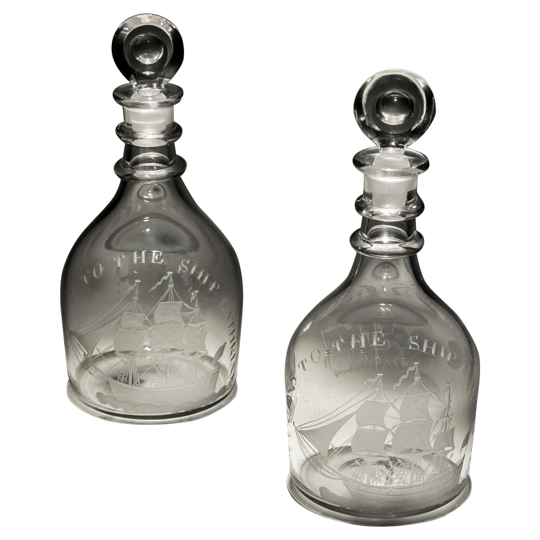 Pair of Georgian Decanters of Nautical Interest