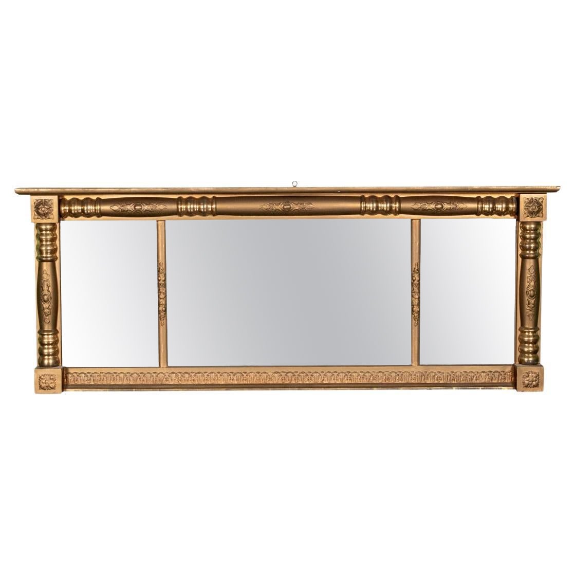 19th C. Carved And Gilt Over-the-Mantle Mirror For Sale