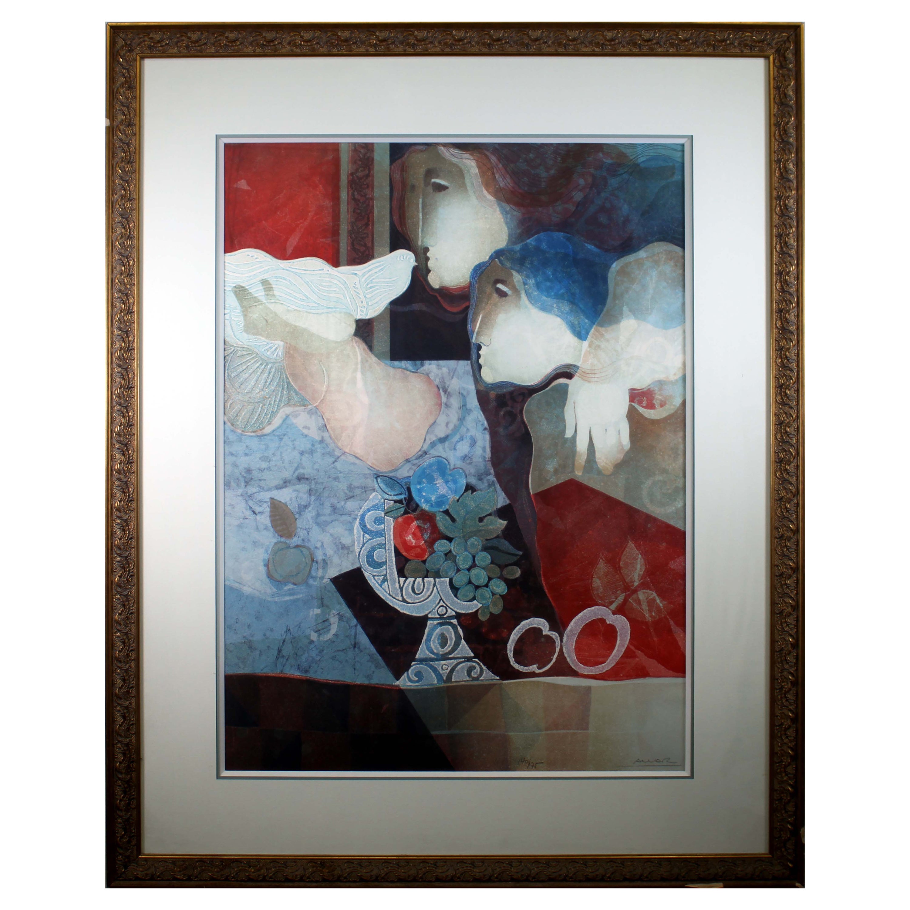 Sunol Alvar Acolliment Signed Contemporary Modern Lithograph 140/175 Framed 1992 For Sale