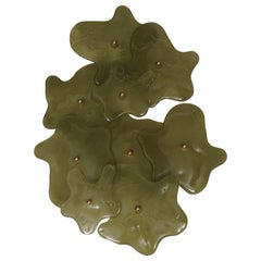 Appliques et éclairages muraux d'art de Murano en verre et laiton de couleur verte, 2000