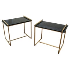 Pair Arteriors Home Contemporary Bronze And Marble Top "Hollis" Side Tables