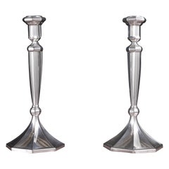Pair of Art Deco 925 Sterling Silver Candlesticks
