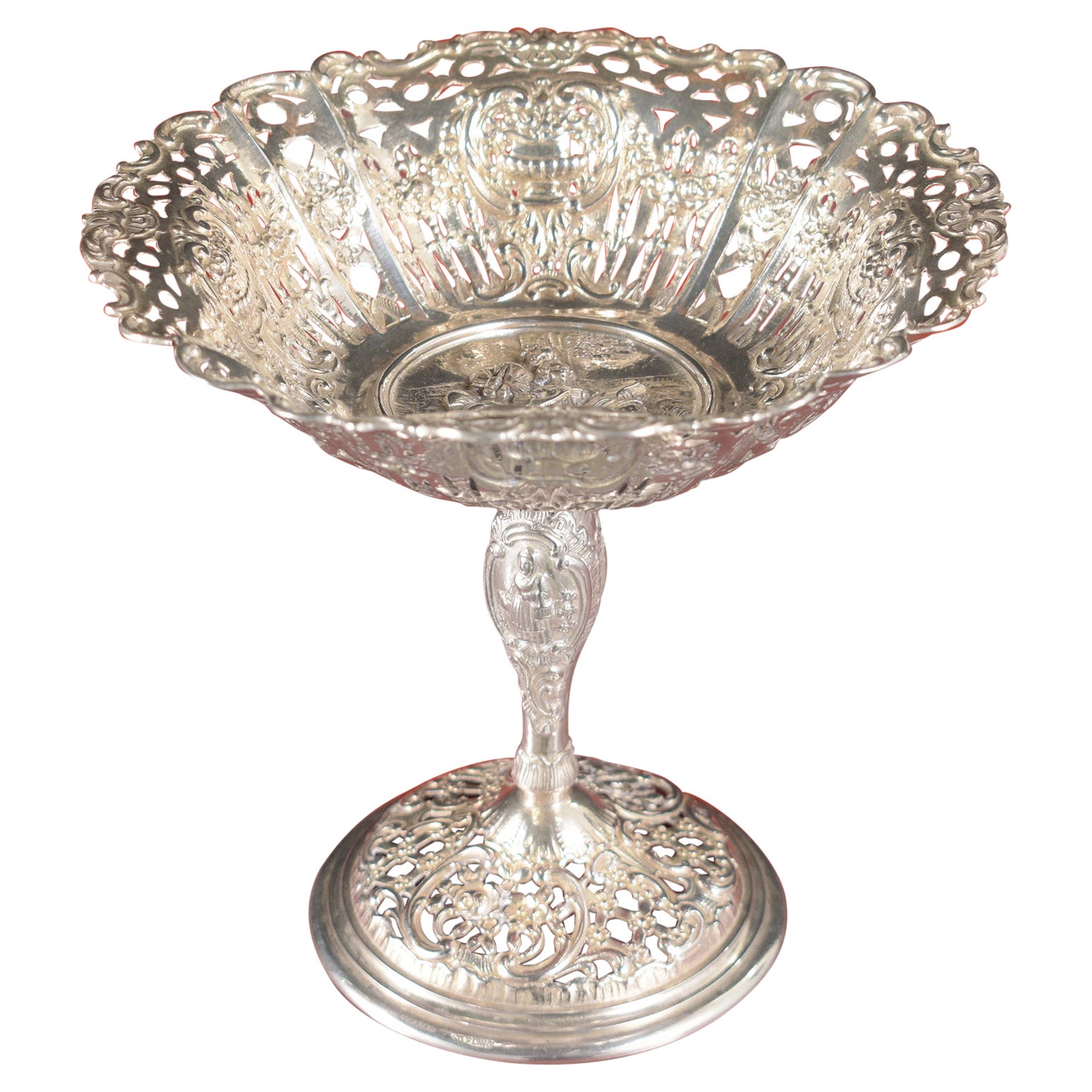 1970s Sterling Silver Compote: Delicate Intricate Design & Timeless Elegance