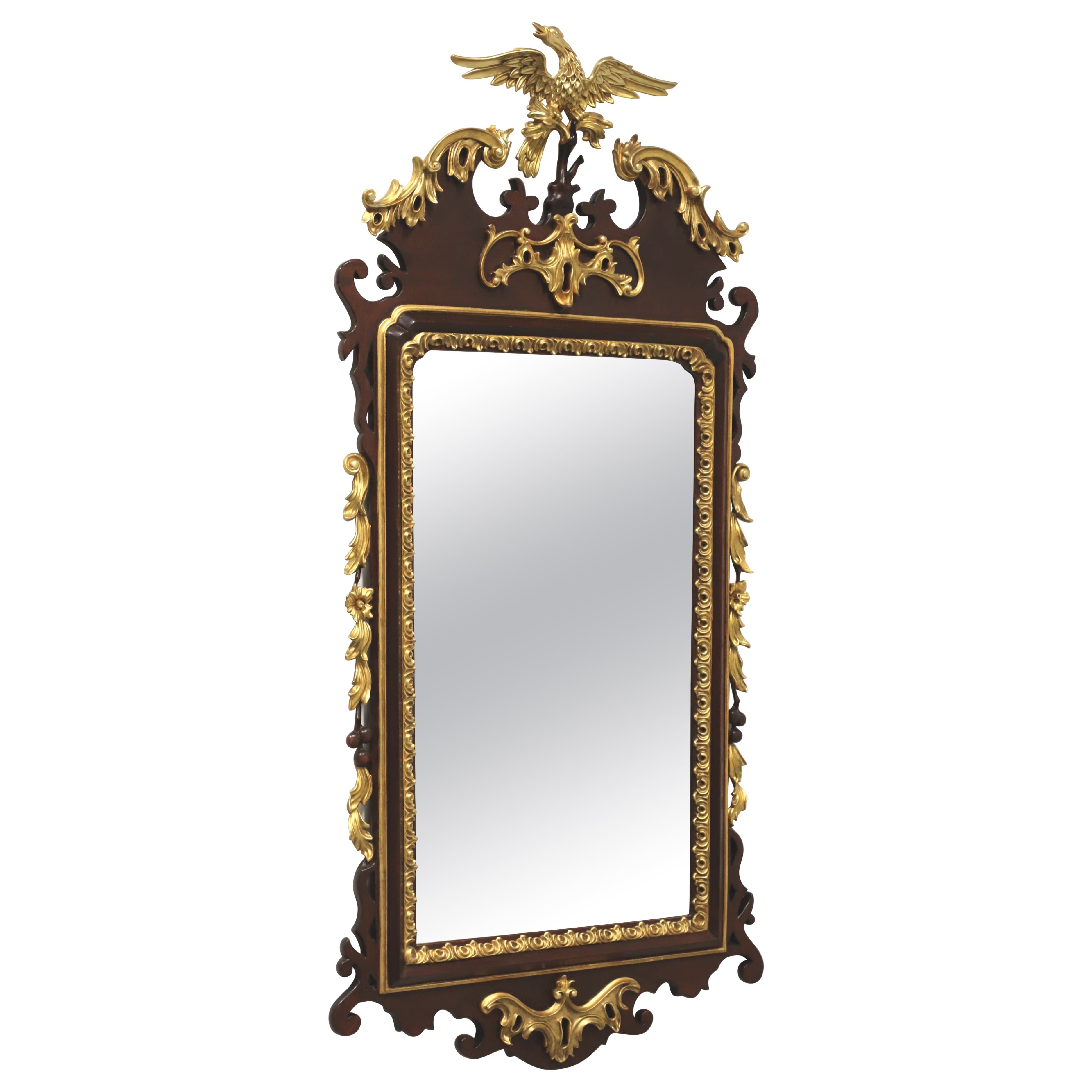 Antique Federal Style Mahogany & Gold Gilt Eagle Wall Mirror For Sale