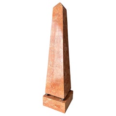 Vintage Maitland Smith Tessellated Stone Obelisk in Pink Salmon