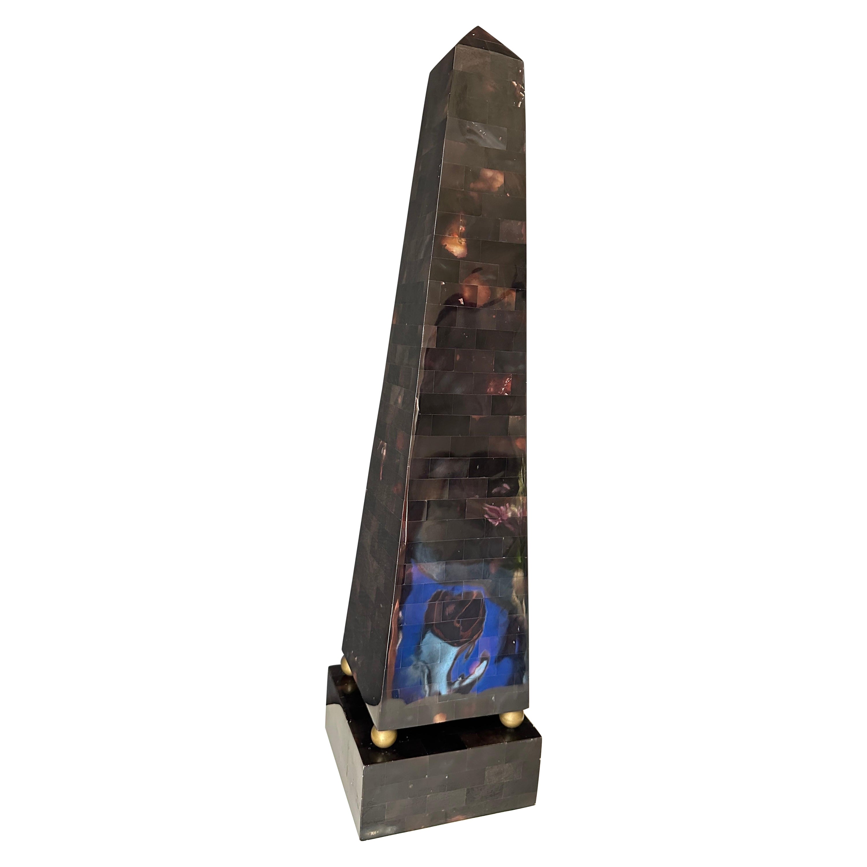 Maitland Smith Tessellated Horn Obelisk For Sale