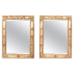 Vintage Pair of Large Scale Gilt Mirrors with Dove Design