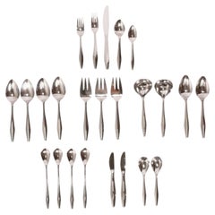 Gio Ponti Diamond Pattern Stainless Steel Flatware for Reed and Barton