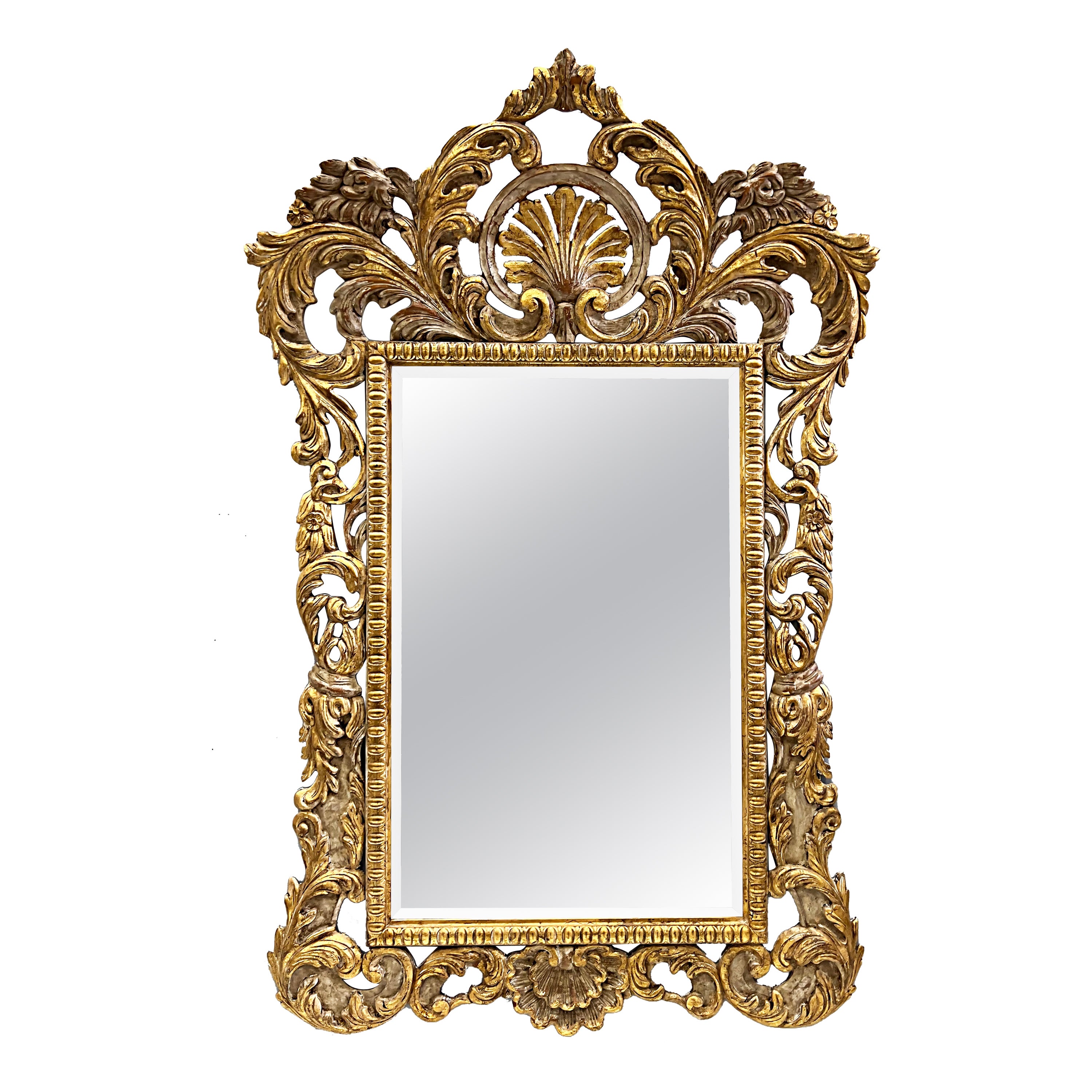 Monumental Italian Carved Gilt Wall Mirror, Hollywood Regency Style For Sale