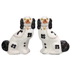 Pair of Large Early 20th C. English Staffordshire Spaniel Dogs
