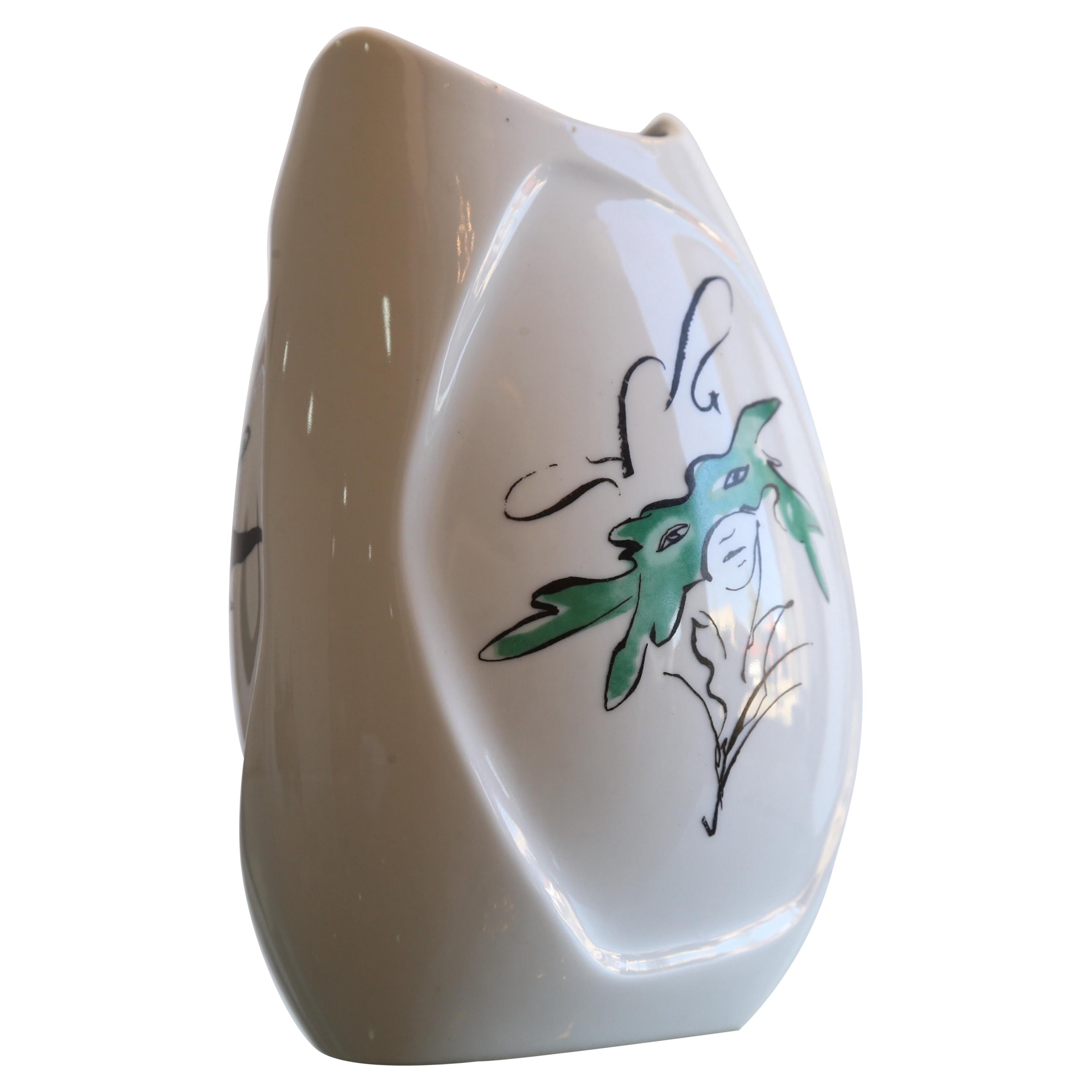 Italian White Vase with Three Different Faces by Verbano, Italy, 1960s For Sale