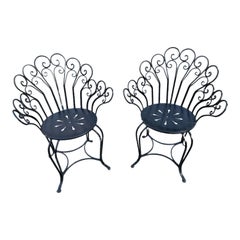 Retro Dorothy Draper Outdoor Wrought Iron Garden Chairs