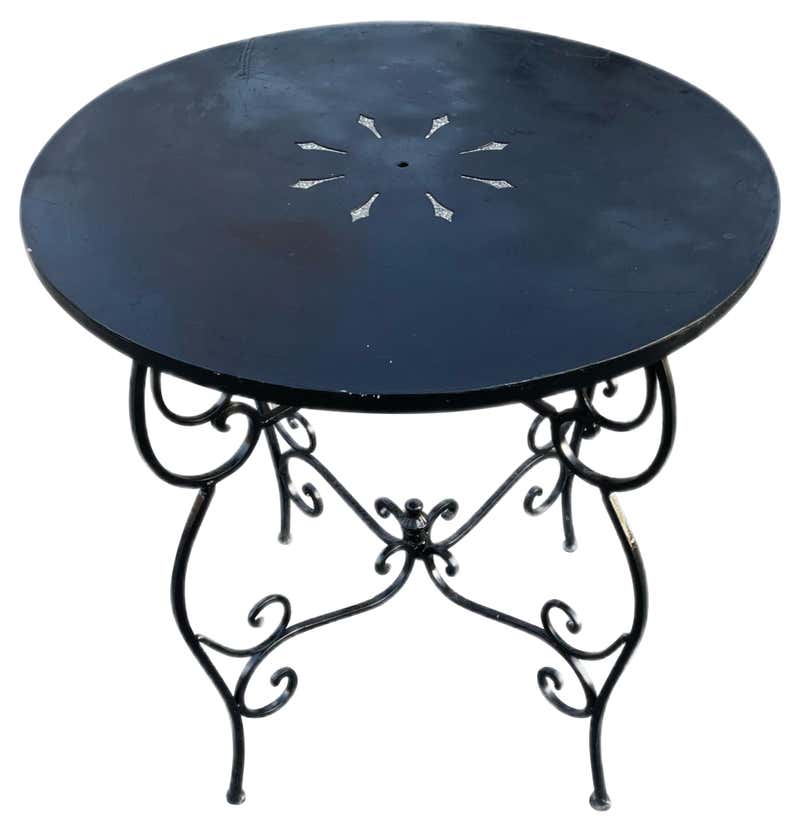 Vintage Outdoor Wrought Iron Table Set - 48 For Sale on 1stDibs