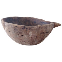 19th Century, Swedish Antique Rustic Wooden Bowl with Handle 