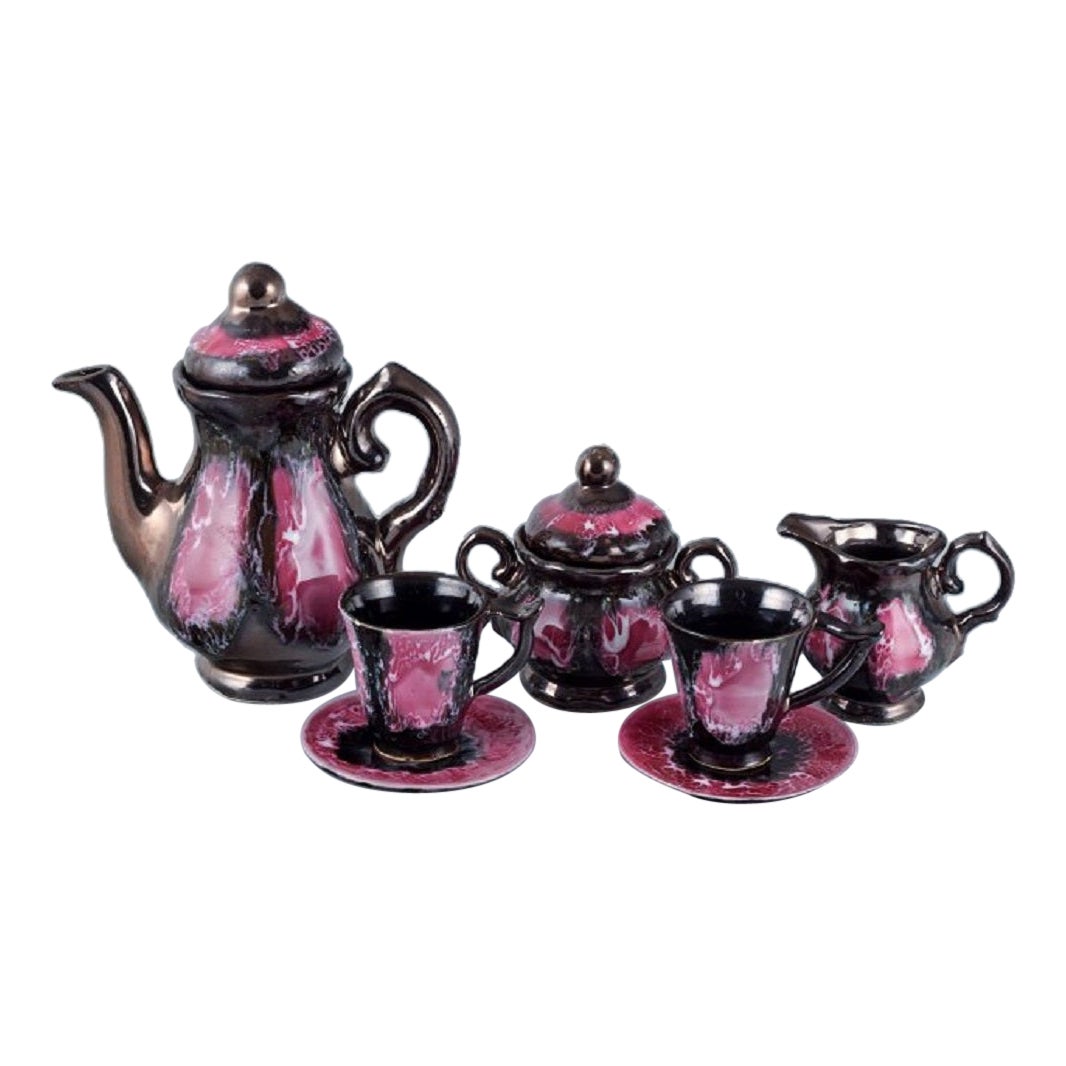 Vallauris, France, Ceramic Coffee Service for Two Persons For Sale