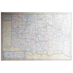 Grande carte ancienne d'origine de l'Oklahoma, États-Unis, vers 1900