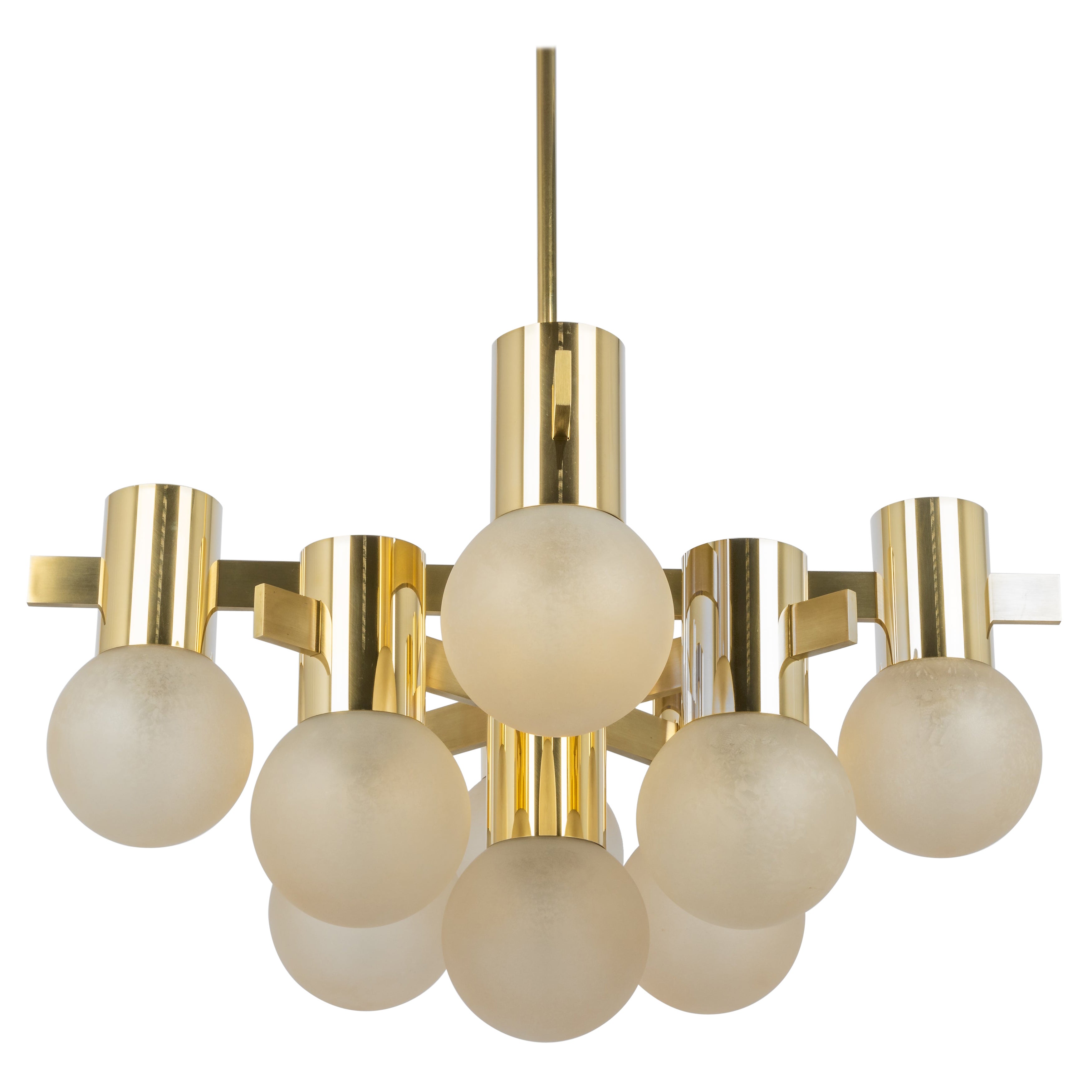 Stunning Large Sciolari Style Brass Chandelier, Germany, 1960s