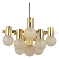 Vintage Stunning Large Sciolari Style Brass Chandelier, Germany, 1960s