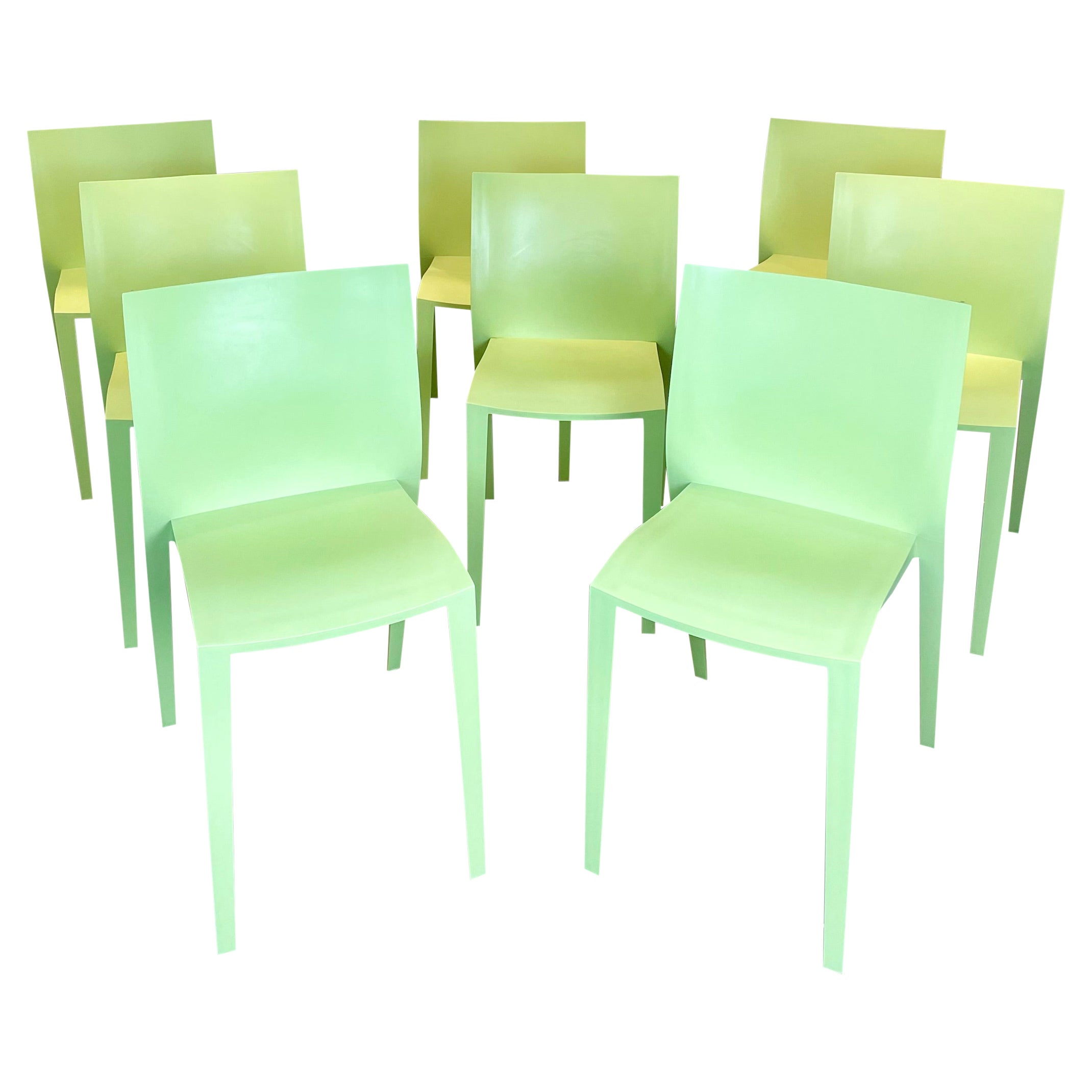 Philippe Starck, Set of 8 French Green Chairs, Design Slick Slick XO For  Sale at 1stDibs