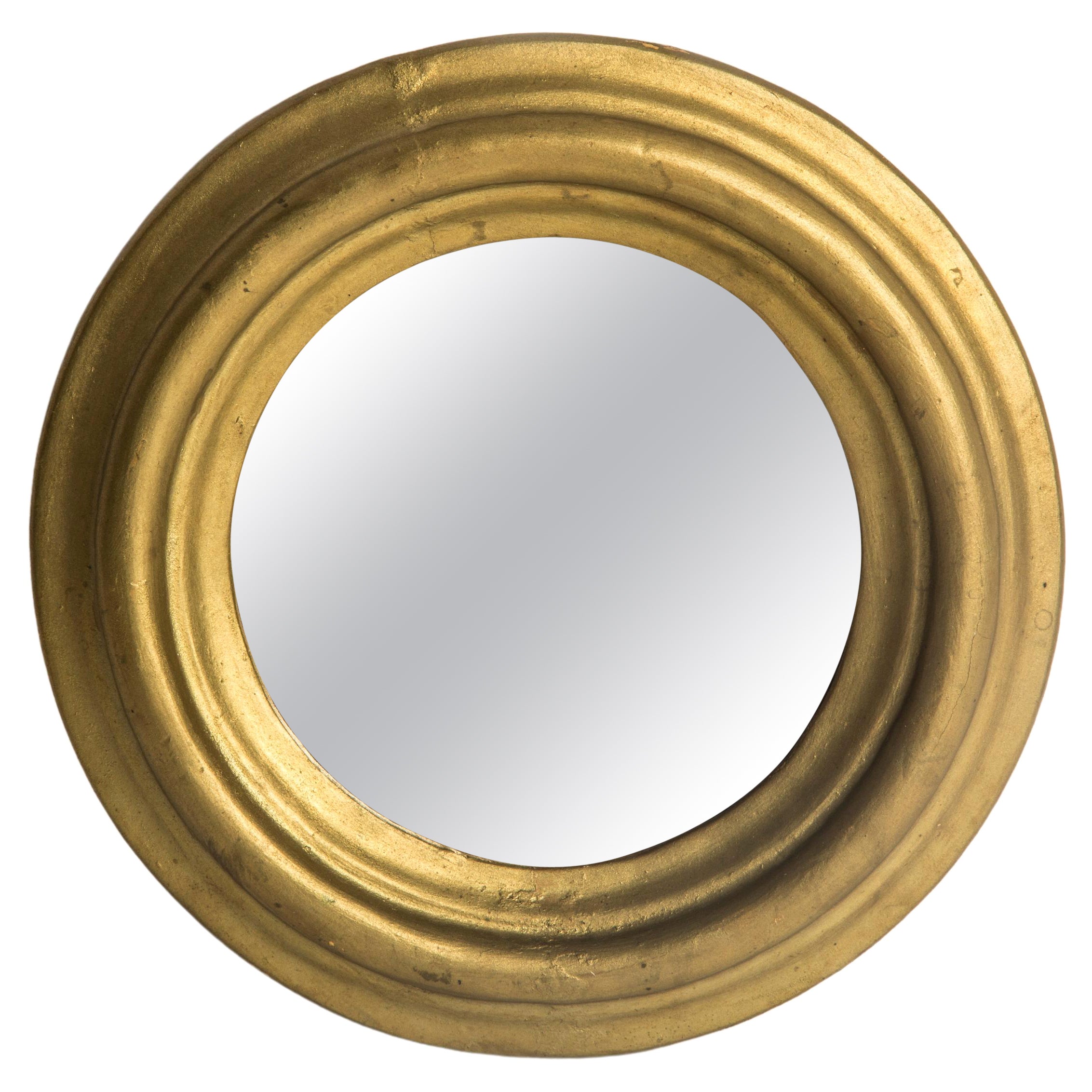Vintage Oval Gold Decorative Wood Mirror, Italy, 1960s at 1stDibs