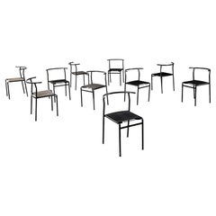 Chaises Cafè modernes italiennes en métal caoutchouté noir par Philippe Starck Baleri, années 1980