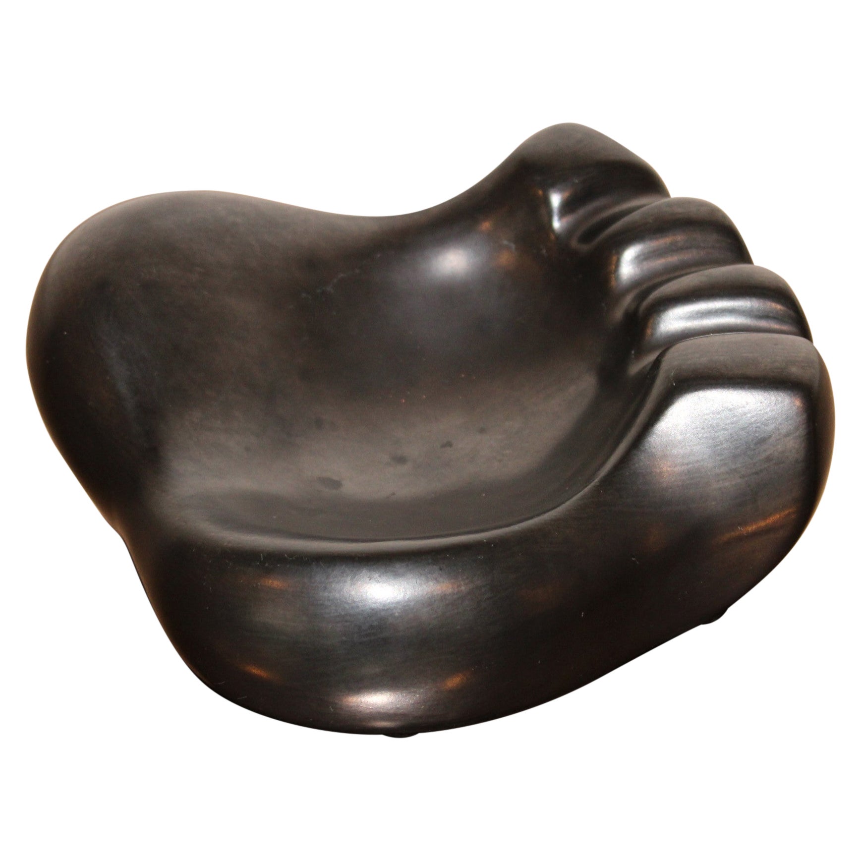 Black Ceramic "Bear Paw" Ashtray by Georges Jouve, France 20th Century