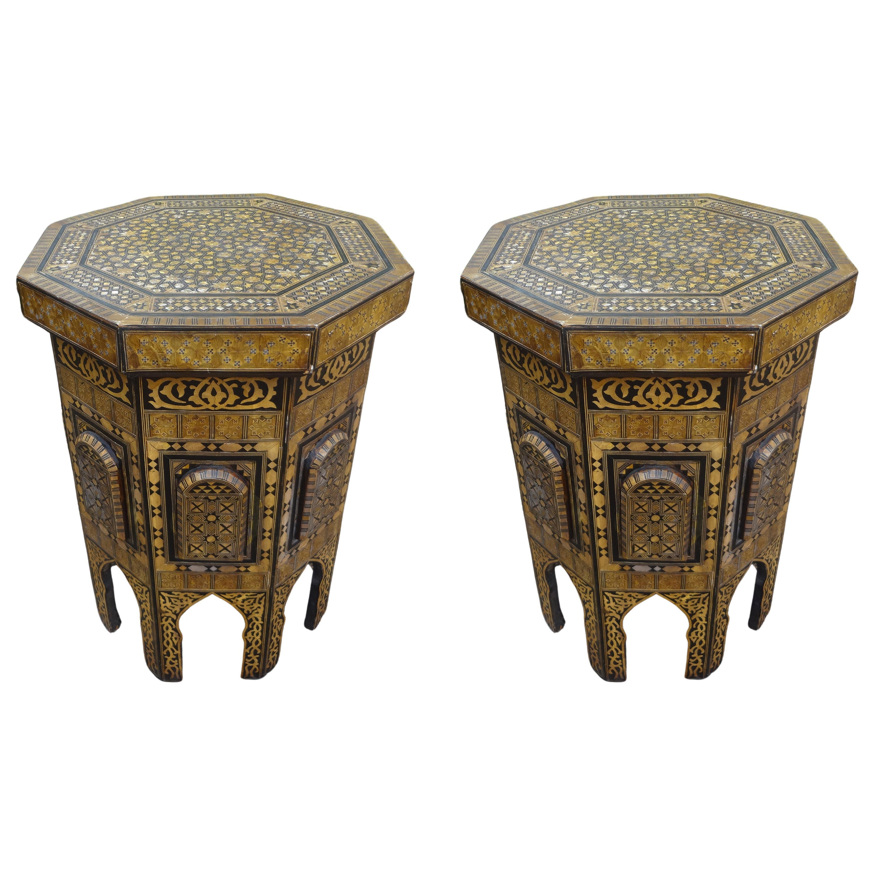 Pair of Middle Eastern Moorish Style Tables For Sale