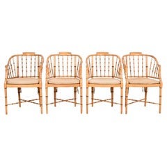 Fauteuils Regency en faux bambou et rotin attribués à Baker Furniture