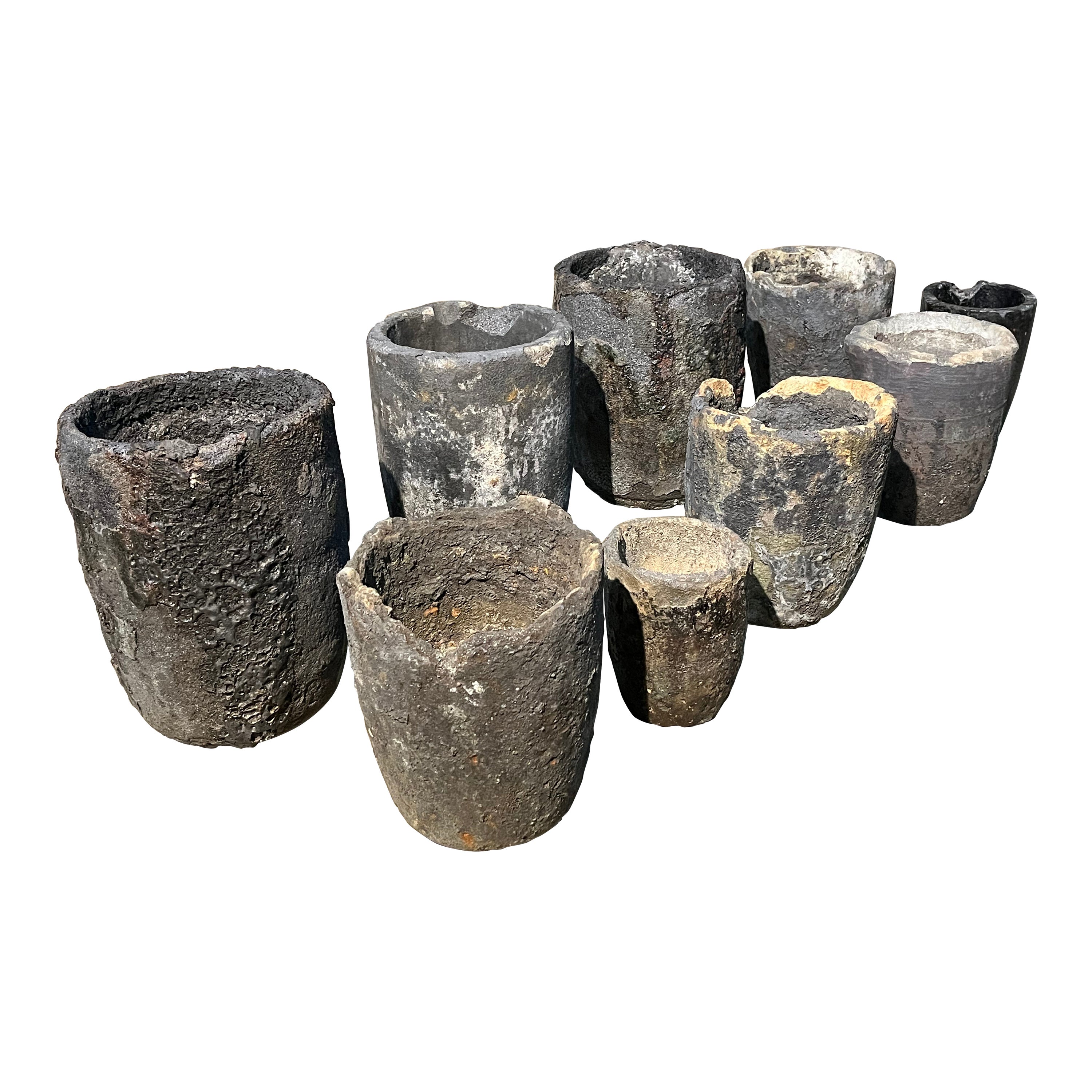 French Early 20th Century Set of 9 French Foundry Pots For Sale