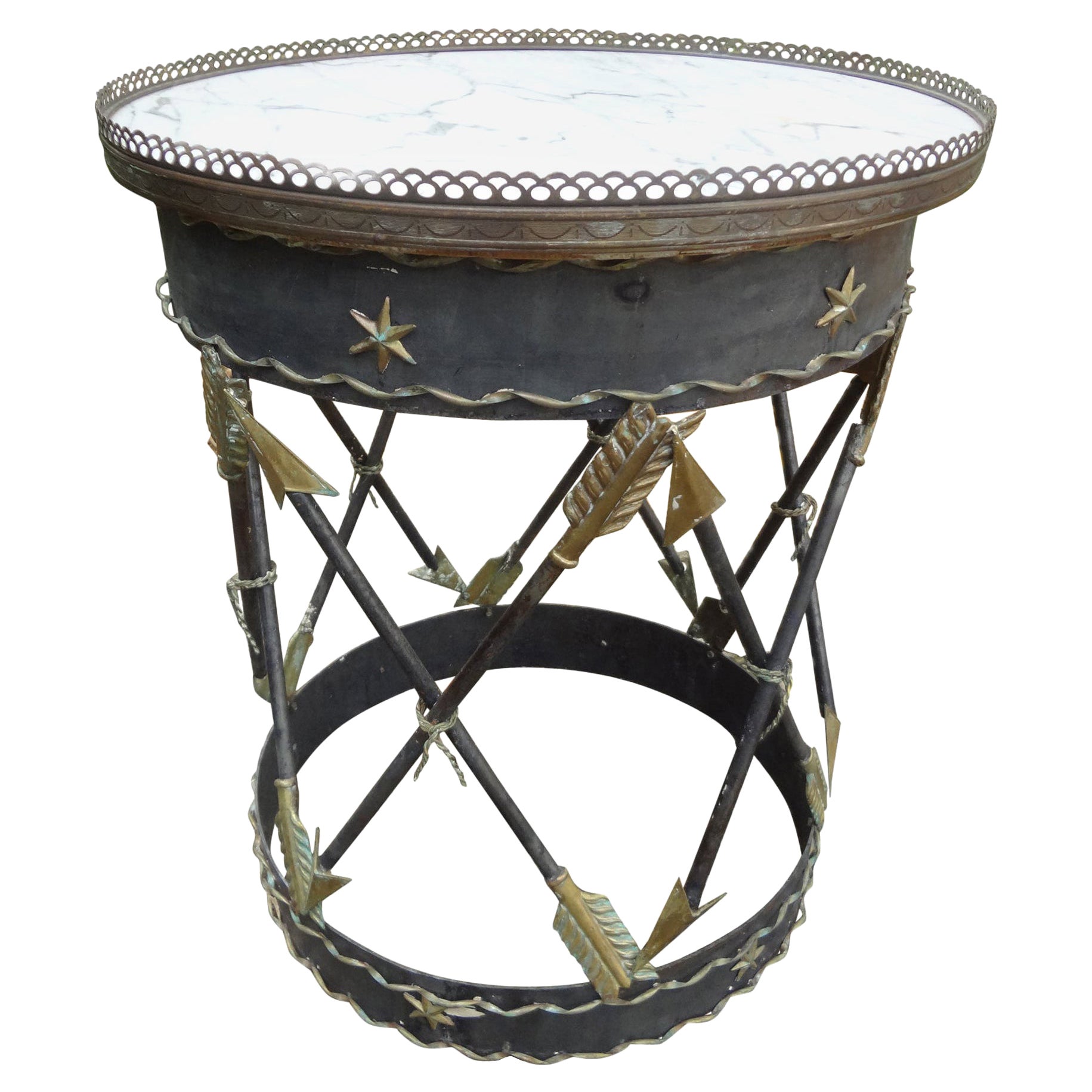 Italian Neoclassical Style Iron and Tole Table with Arrows