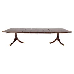 Double Pedestal 4 Leafs Banded Mahogany Dining Table by Kittinger Mint!