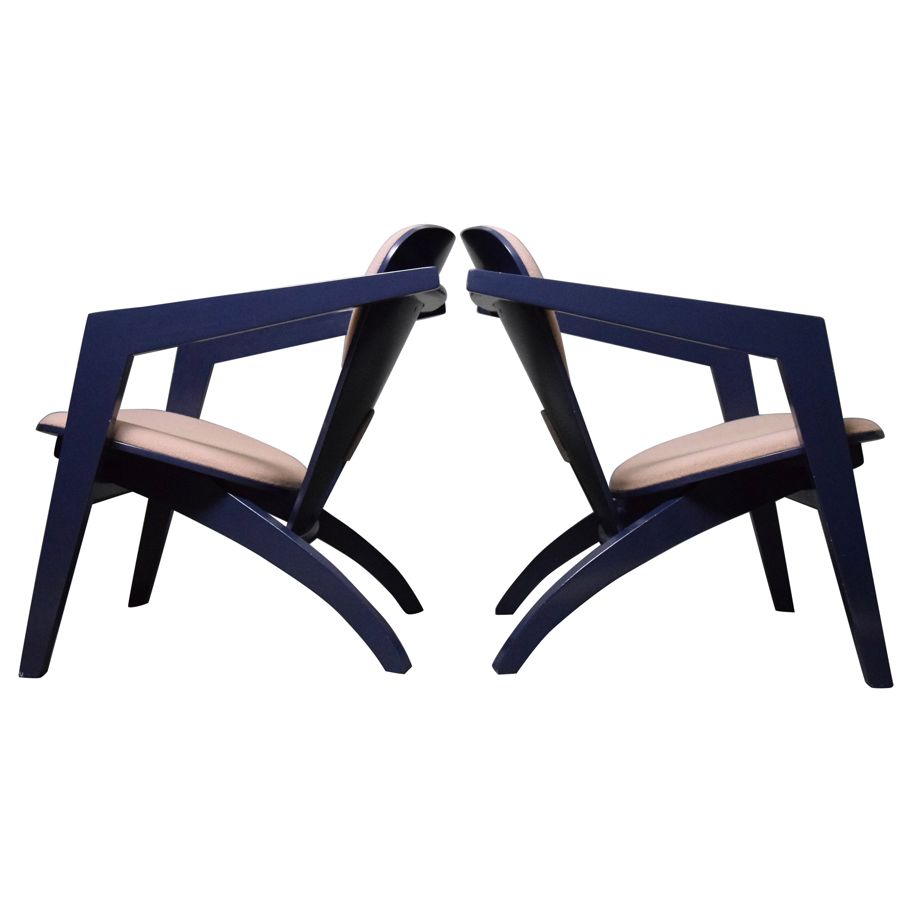 1980 Butterfly Blue Lounge Chair GE 460 Designed by Hans Wegner For Sale