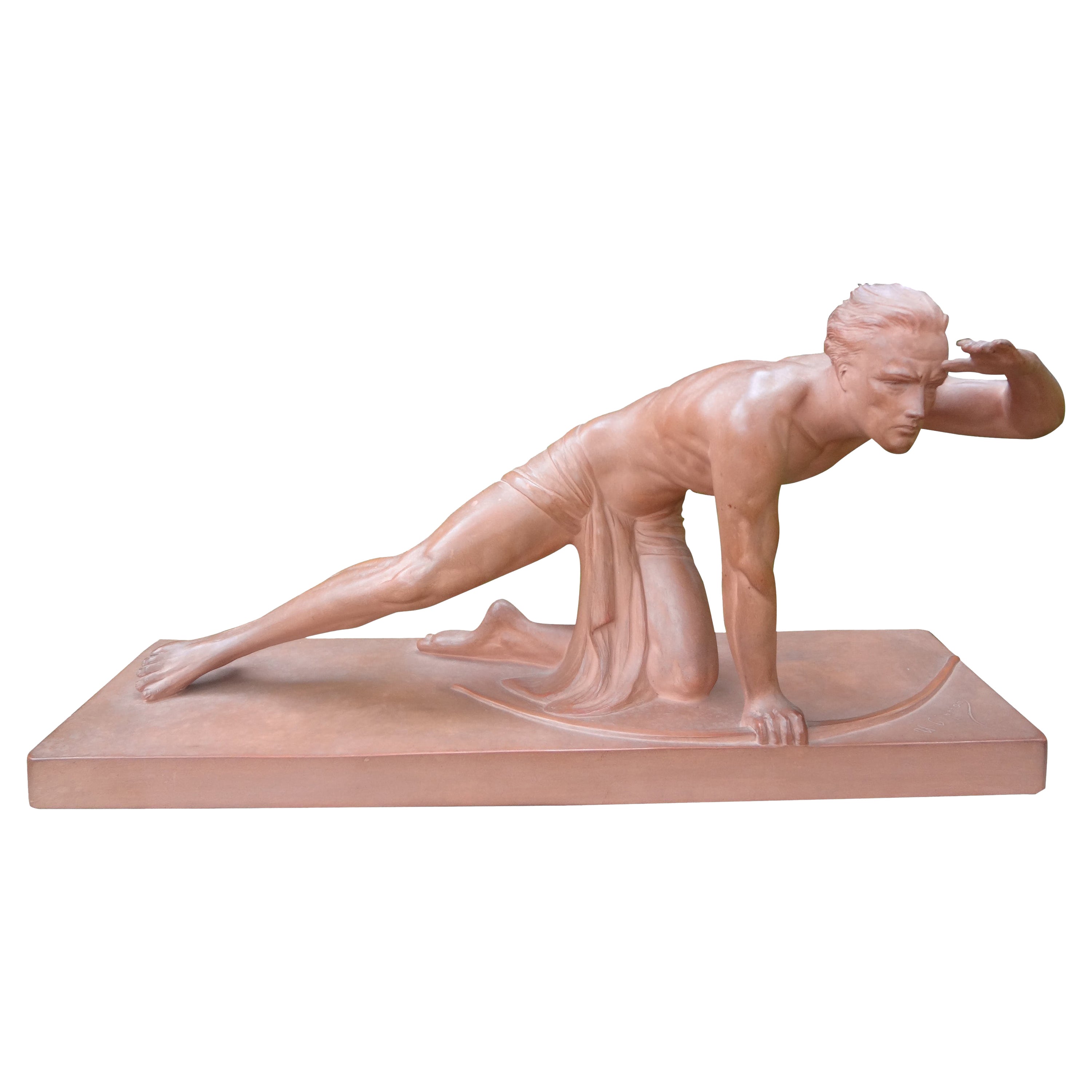 Escultura francesa Art Decó de terracota Firmada U. Cipriani