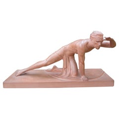 Escultura francesa Art Decó de terracota Firmada U. Cipriani