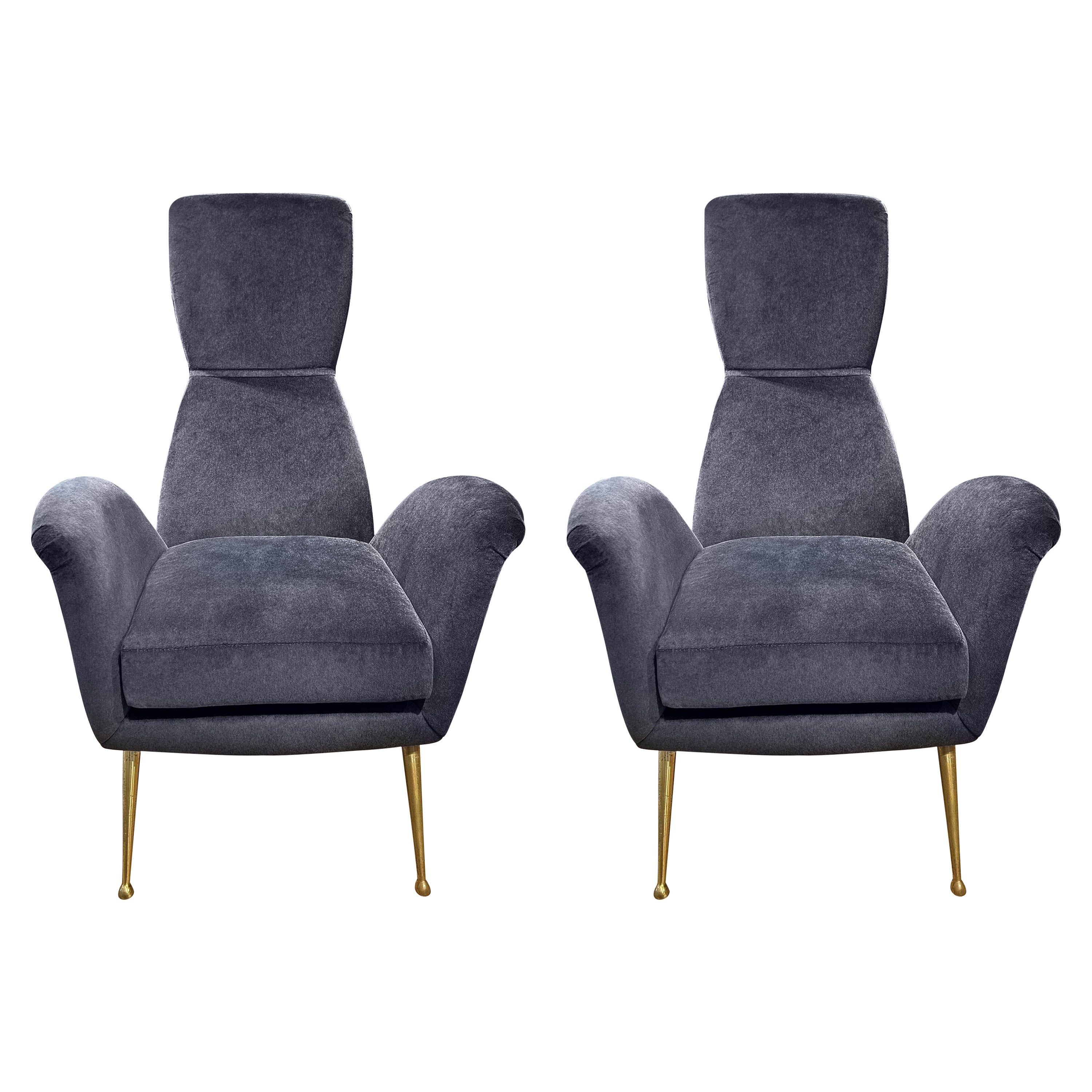 Pair Of Italian Modern Sculptural Lounge Chairs