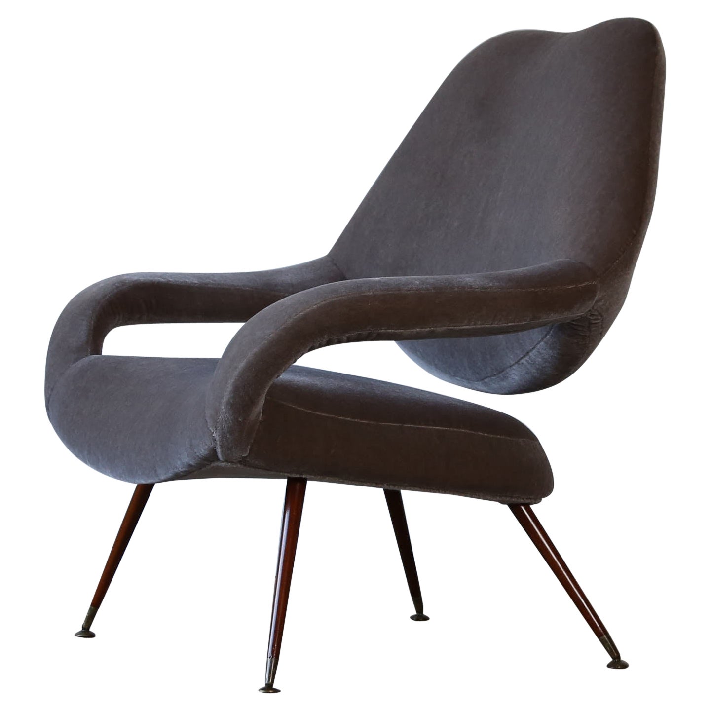 Fauteuil Gastone Rinaldi DU55 pour Rima, Italie, années 1950, nouveau tissu de rembourrage en mohair