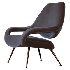 Vintage Gastone Rinaldi DU55 Armchair for Rima, Italy, 1950s, New Mohair Upholstery