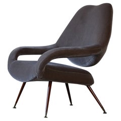 Fauteuil Gastone Rinaldi DU55 pour Rima, Italie, années 1950, nouveau tissu de rembourrage en mohair