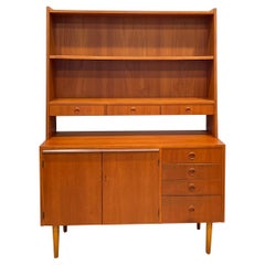 Vintage Mid-Century Modern Teak Hutch with a Pullout Desk