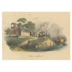 Antique Print of a Chinese Military Station