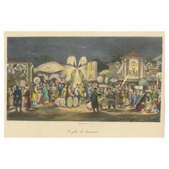 Antique Print of a Chinese Lantern Festival