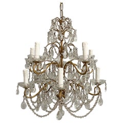 Italian Two Tier Crystal Beaded Chandelier