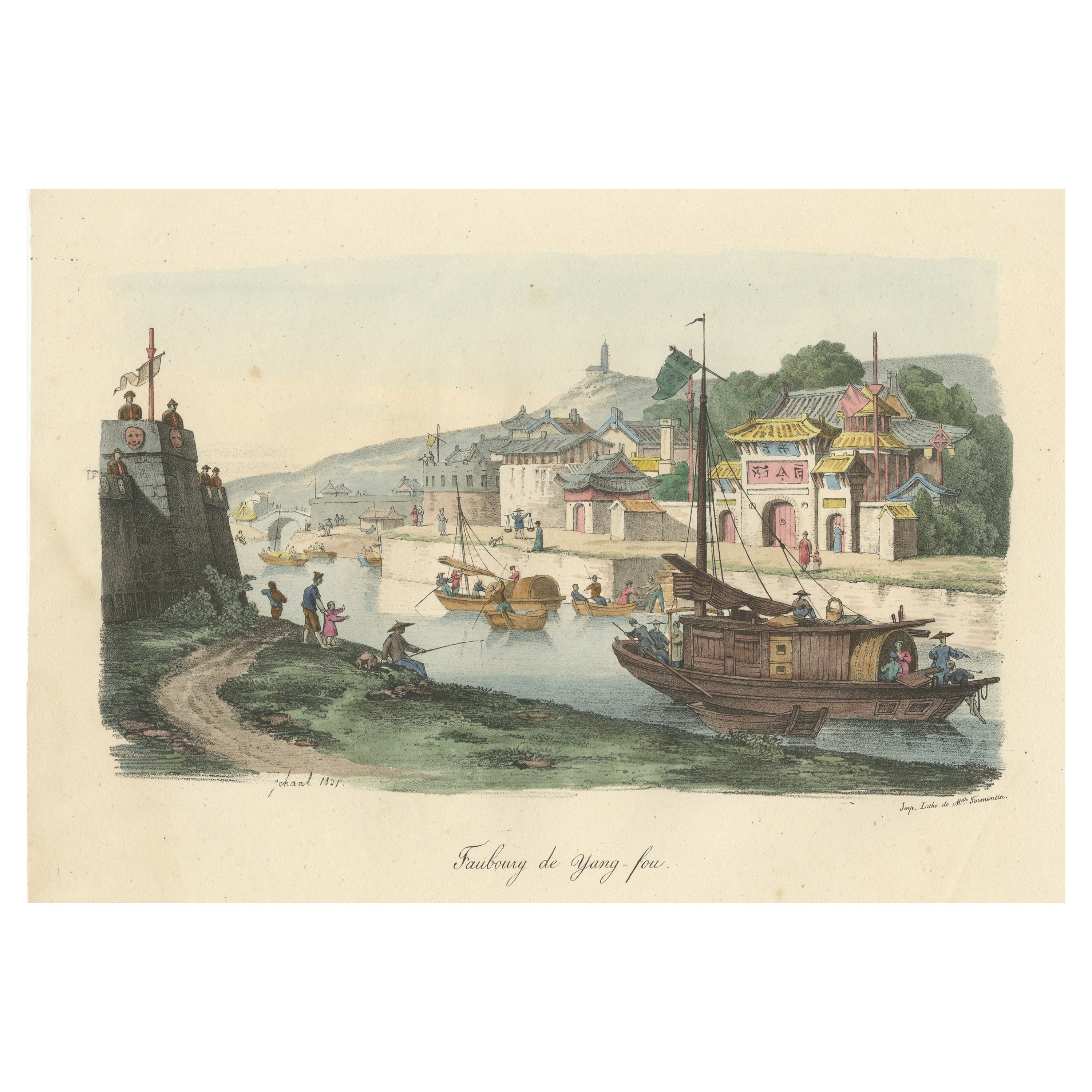Original Antique Print of the city of Yang-Tcheou, China For Sale