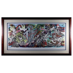 Arie Dubi Under the Wing of God Signed Contemporary Judaica Lithograph AP Framed