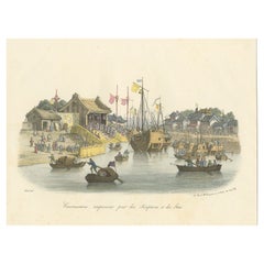 Antique Print of Chinese Temporary Buildings for Receptions and Parties