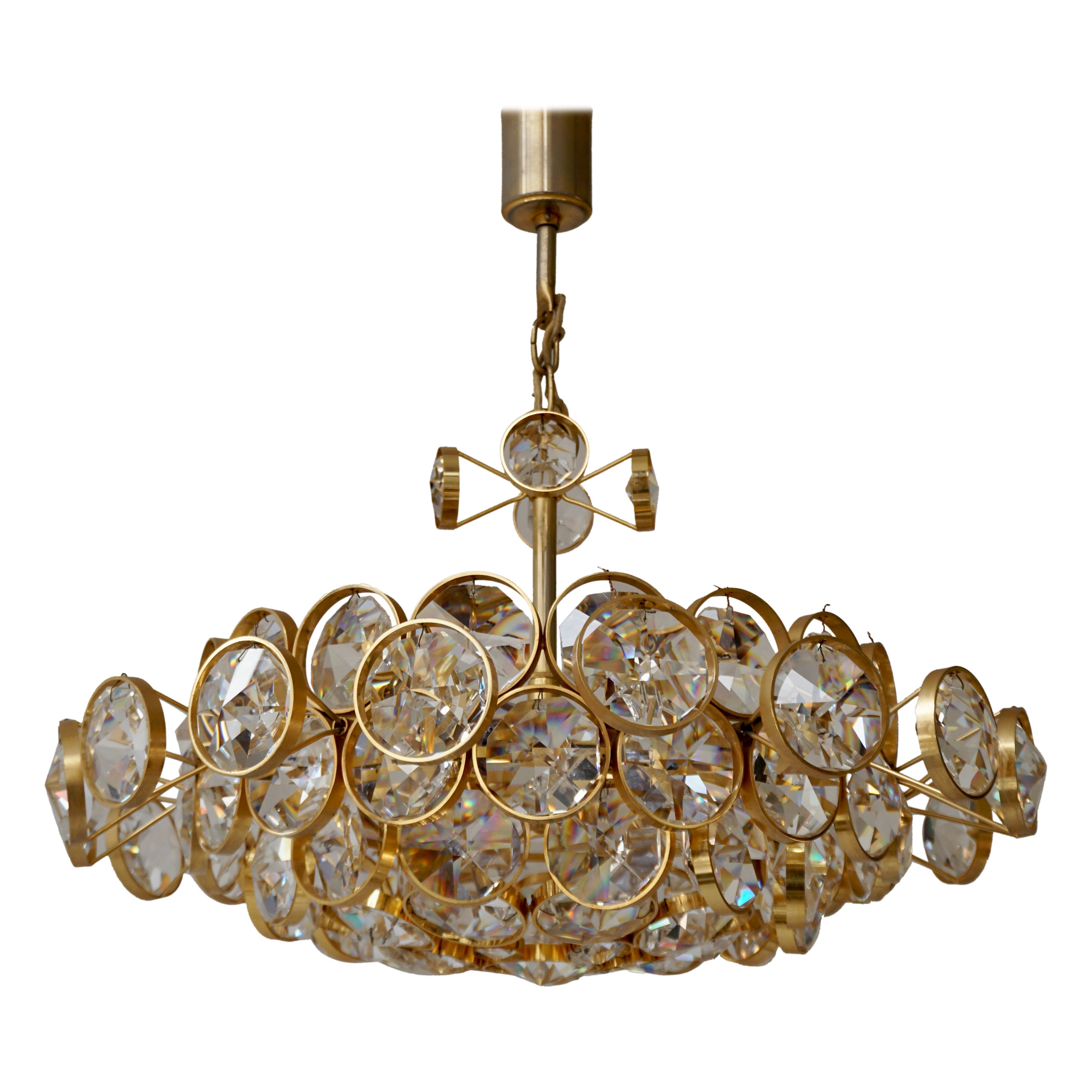 Crystal Glass "Palwa" Chandelier, circa 1970s For Sale