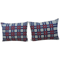 Set of '2' Americana Red, White and Blue Large Bolster Decorative Pillows