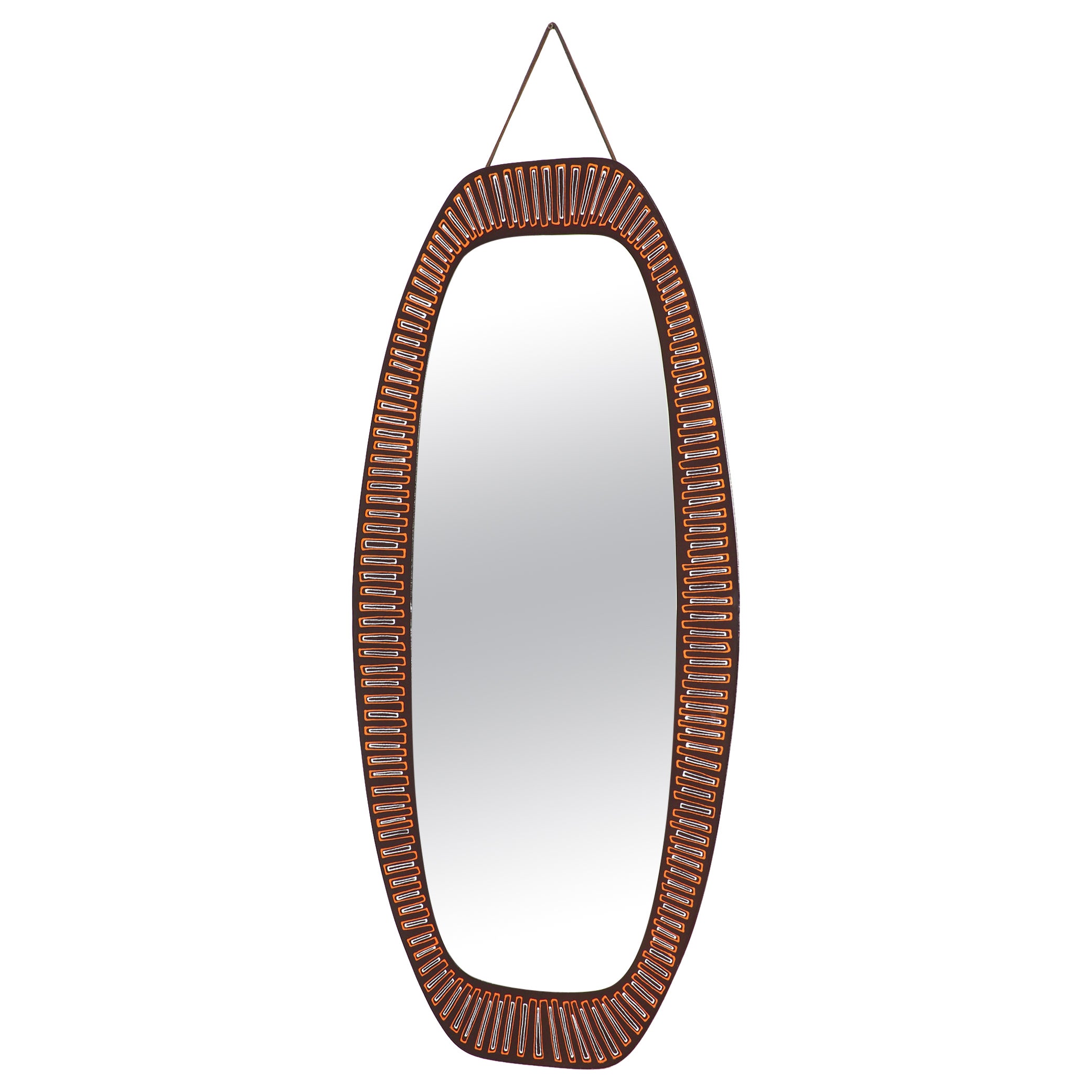 Italian Enamel Mirror For Sale