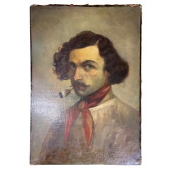 19th Century Oil on Canvas, a Portrait of a Man